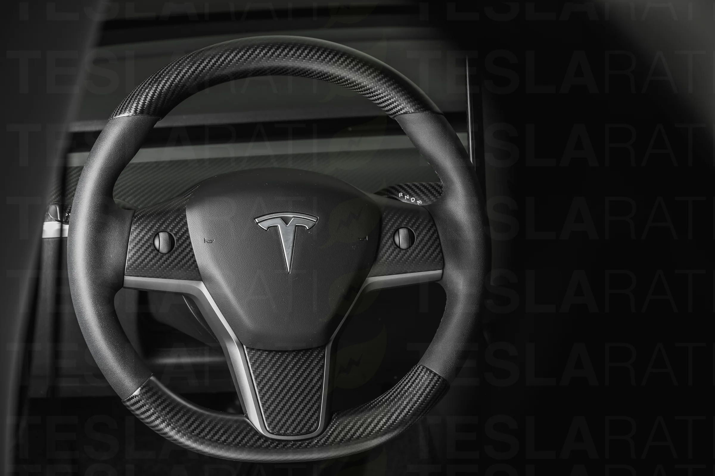 Tesla Model 3 Carbon Fiber Steering Wheel Accents - Image 3