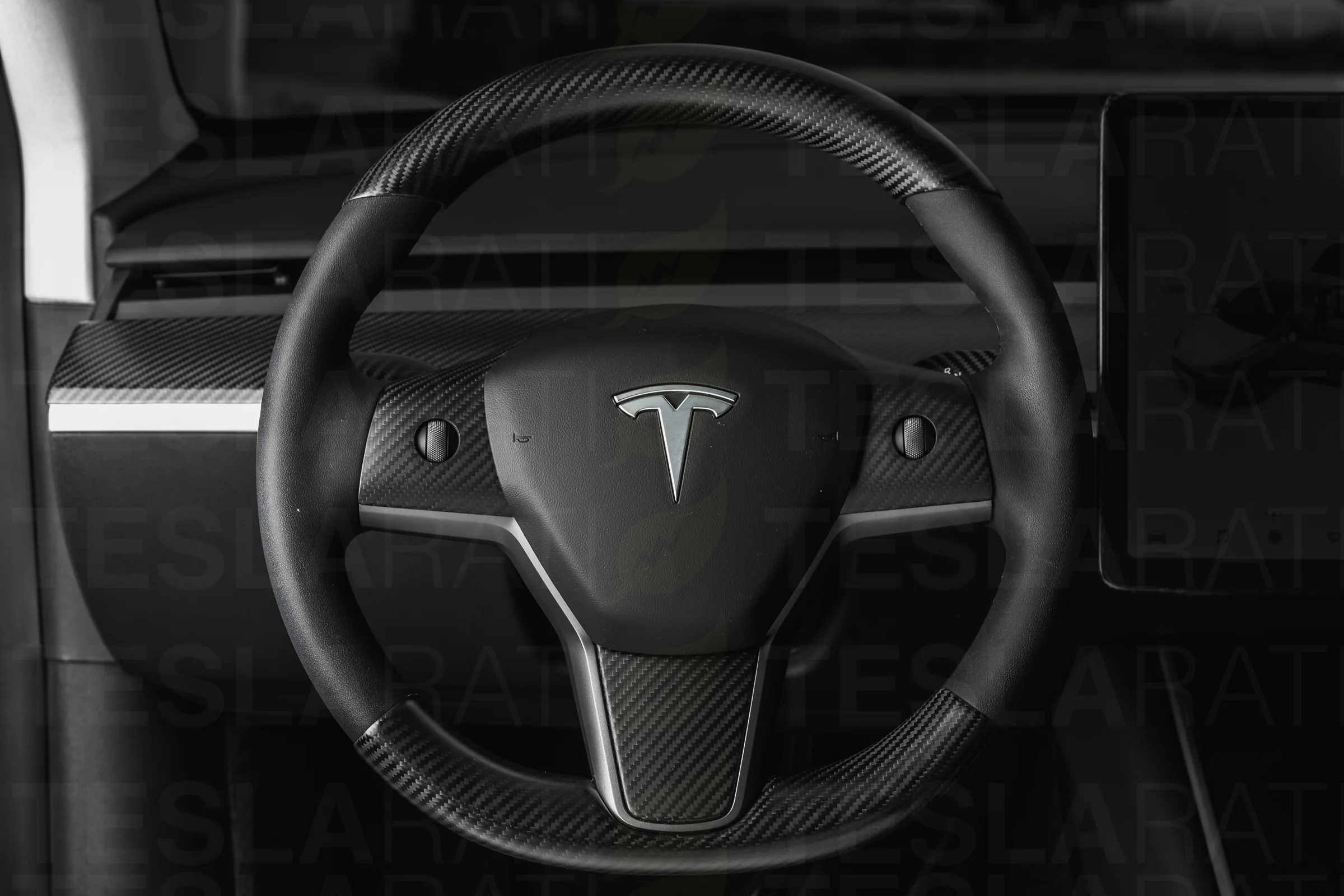 Tesla Model 3 Carbon Fiber Steering Wheel Accents - Image 5