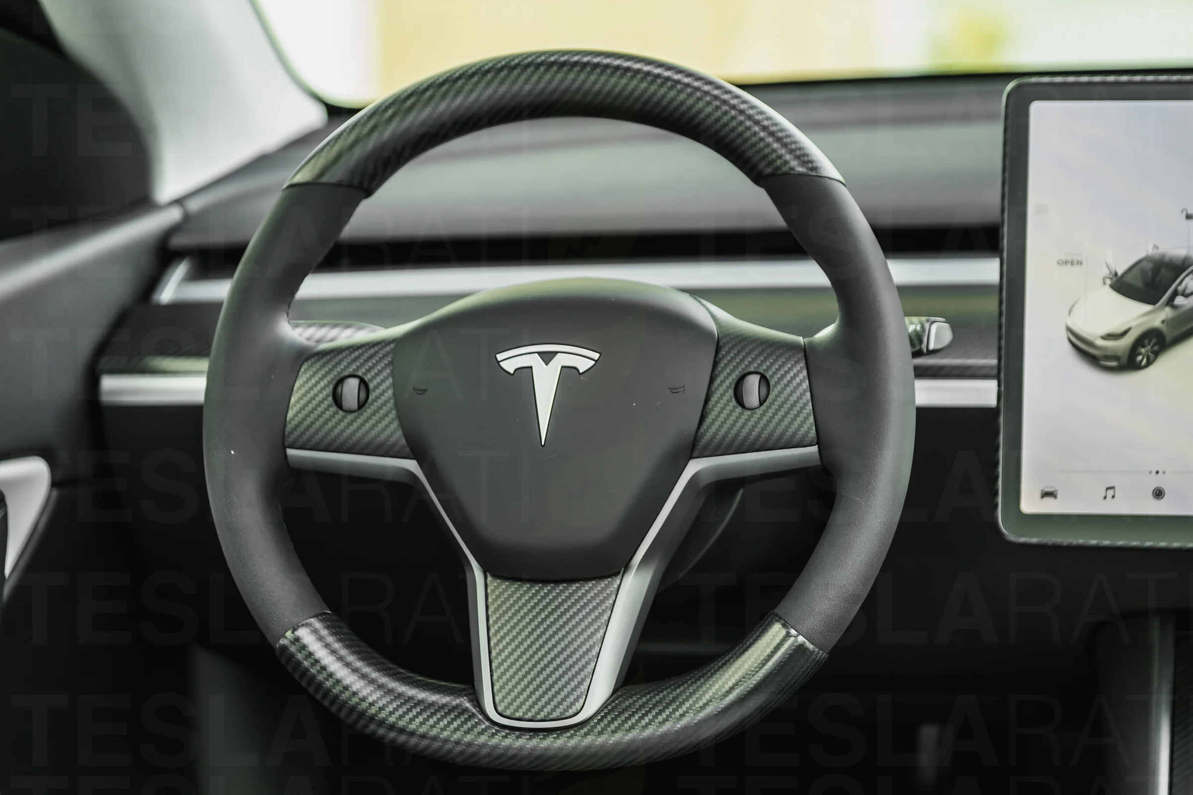 Tesla Model 3 Carbon Fiber Steering Wheel Accents - Image 7