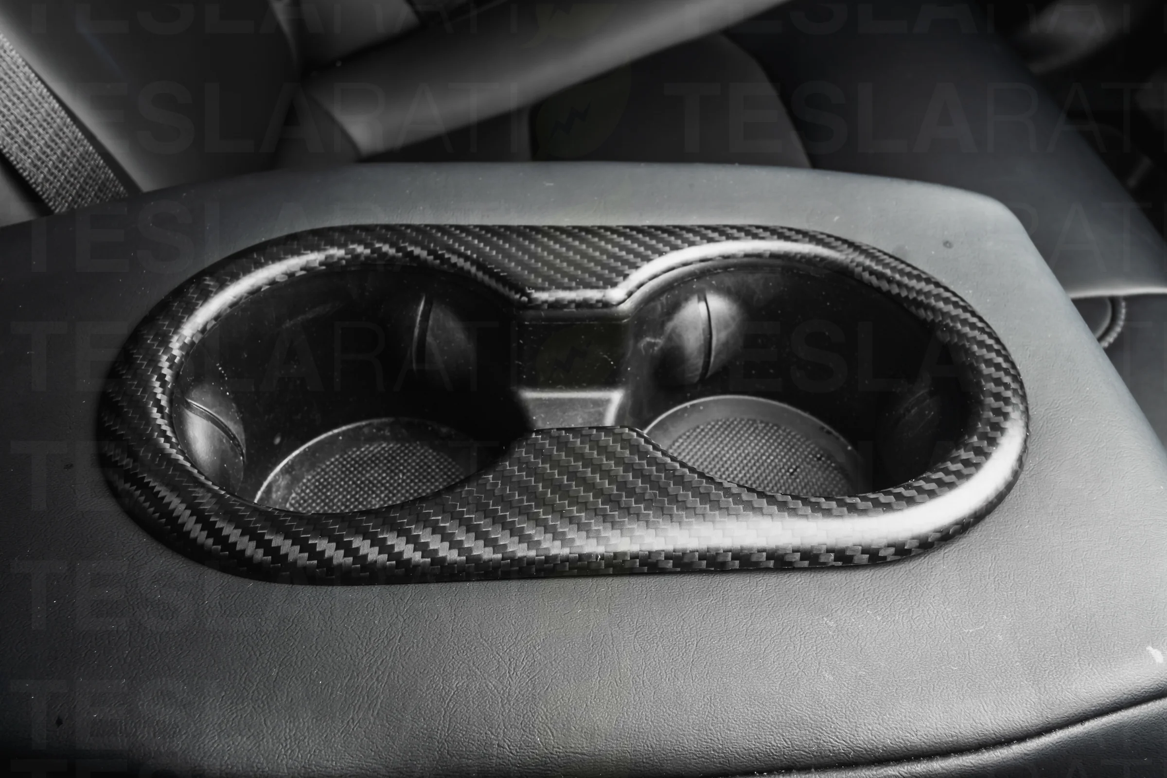 Tesla Model 3 Genuine Carbon Fiber Backseat Cup Holders Cover - Image 2