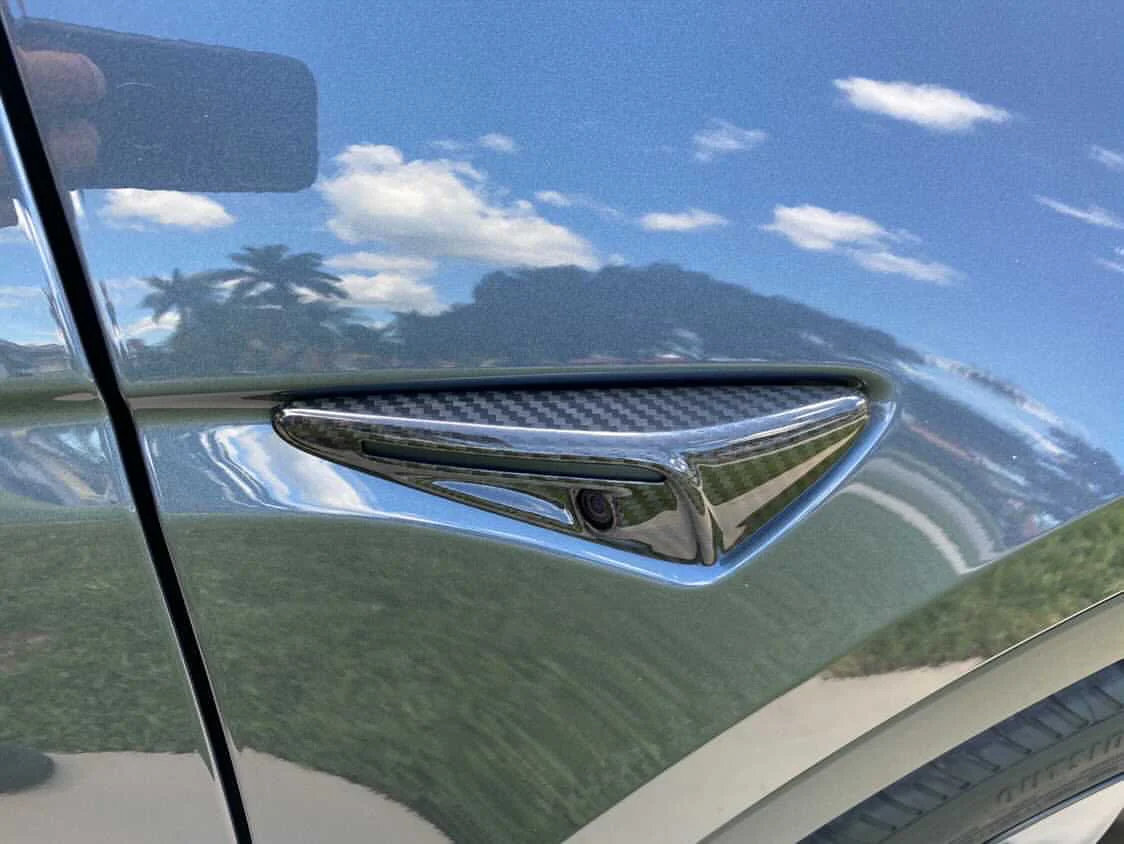 Tesla Model S/3/X/Y (Including Model Y Juniper HW 4.0) Carbon Fiber Side Camera Full Covers - Image 4